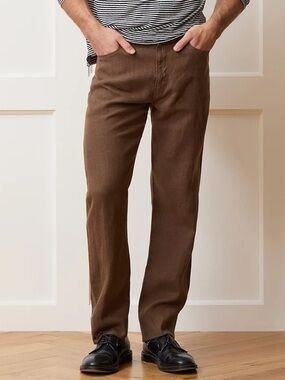 NWT TODD SNYDER Vintage Straight Fit 5-Pocket Linen Pant in Cigar Sz 33 x 32